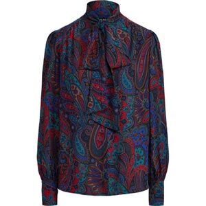 LAUREN Ralph Lauren 'Klaryce' Paisley Neck-Tie Bow Blouse